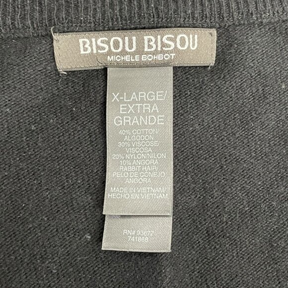 Bisou‎ Bisou Womens Black Sequined V-neck Halter Top Cropped Sweater Set Size XL - Picture 12 of 12